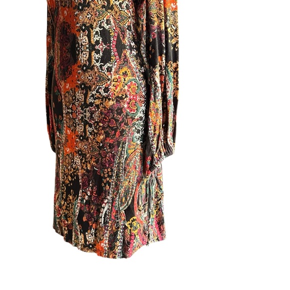 Free People All Dolled Up Paisley Boho High Neck Long Sleeve Mini Dress | S - Picture 8 of 16